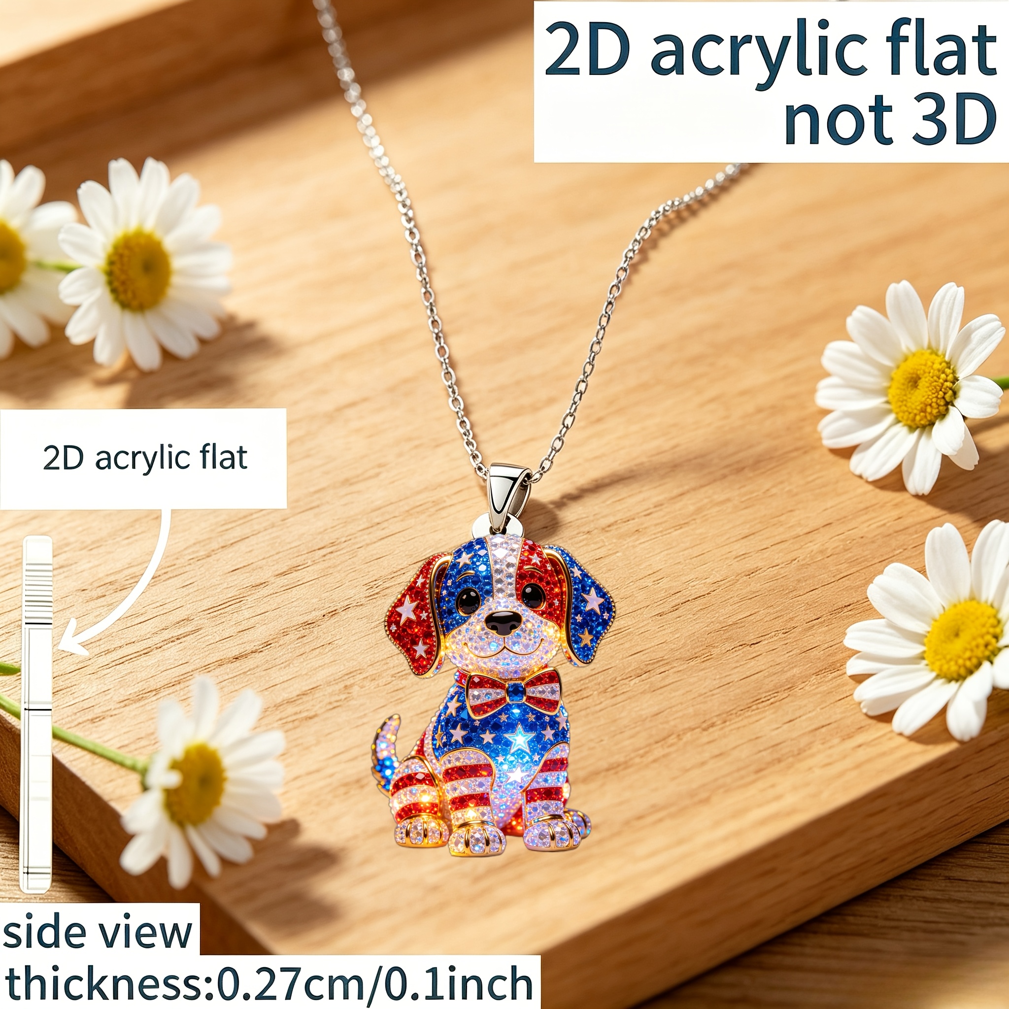 Men's & Women's 2D Acrylic Puppy Pattern Pendant Necklace